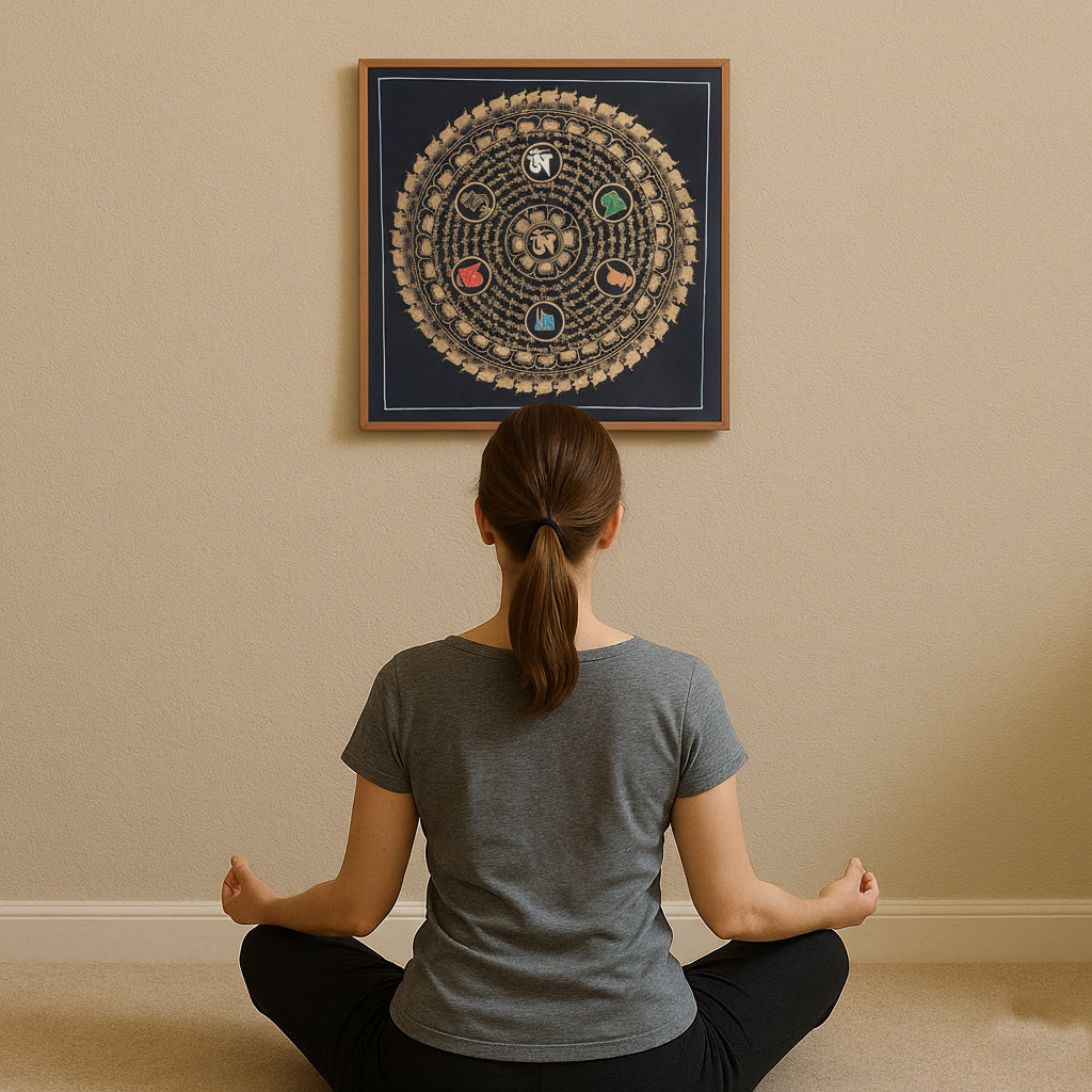 Stillness in the Sacred Circle: Meditating with an Om Mandala Thangka