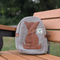 Hemp bag with a cat design on a wooden bench outdoors