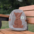 Hemp bag with a cat design on a wooden bench outdoors