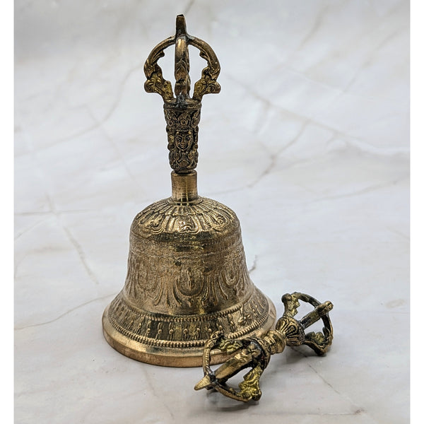 Antique Golden Tibetan Bell & Dorje Set
