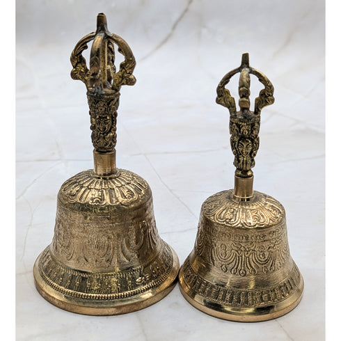 Two Antique Golden Tibetan Bells