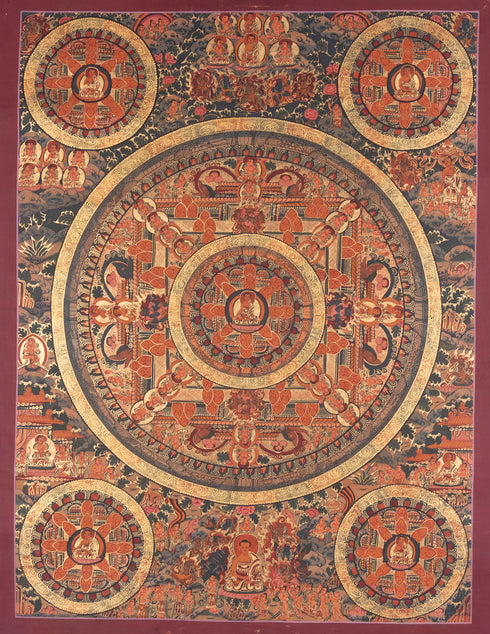 5 Buddha Mandala Thangka | Palace of Purity | For Spirituality and Meditation