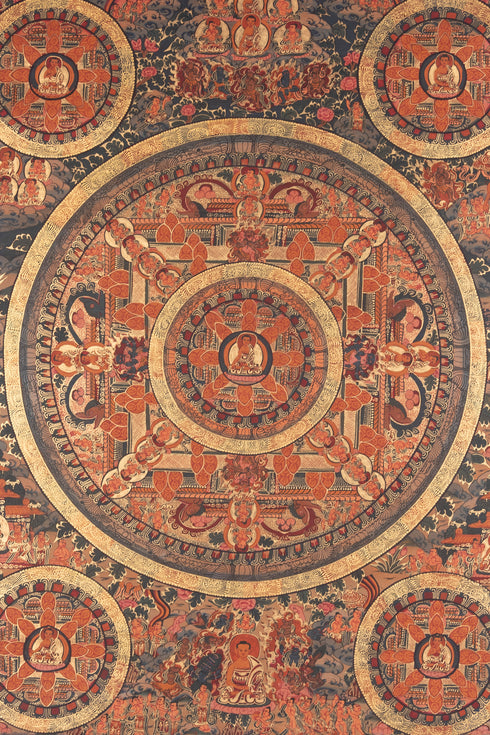 5 Buddha Mandala Thangka | Palace of Purity | For Spirituality and Meditation