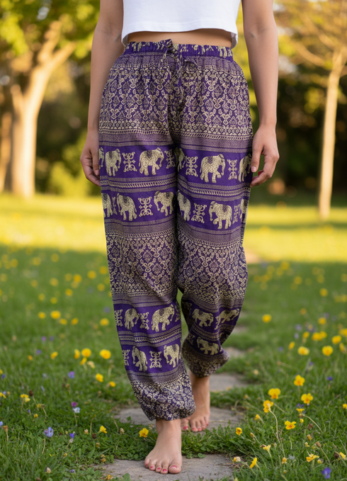 Boho Elephant Print Summer Pants – Light, Comfy and Fun
