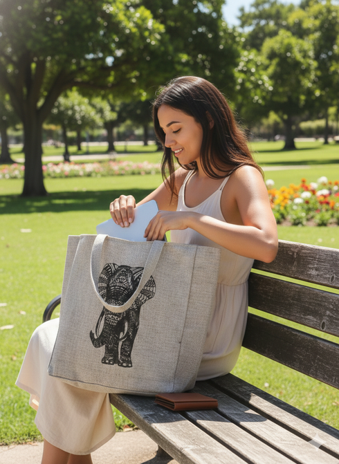 Hemp Tote Bag | Elephant Tote bag | Shoulder Bag