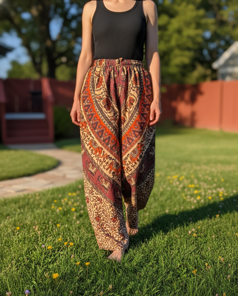 Boho Cotton Lounge Pants – Relaxed Fit, All-Day Comfort