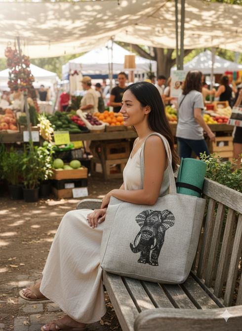 Hemp Tote Bag | Elephant Tote bag | Shoulder Bag