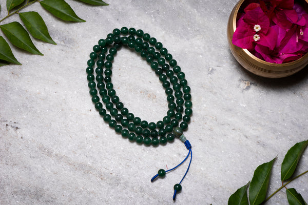 green lapis beads mala
