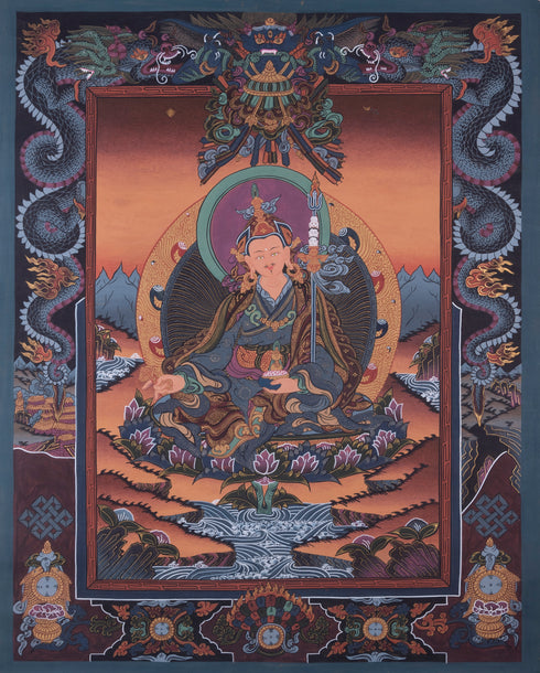 Enlightened Sage: The Lotus-Born Master Tapestry | Guru Padhmasambhava | Rinpoche | Authentic Genuine Tibetan Thangka Art