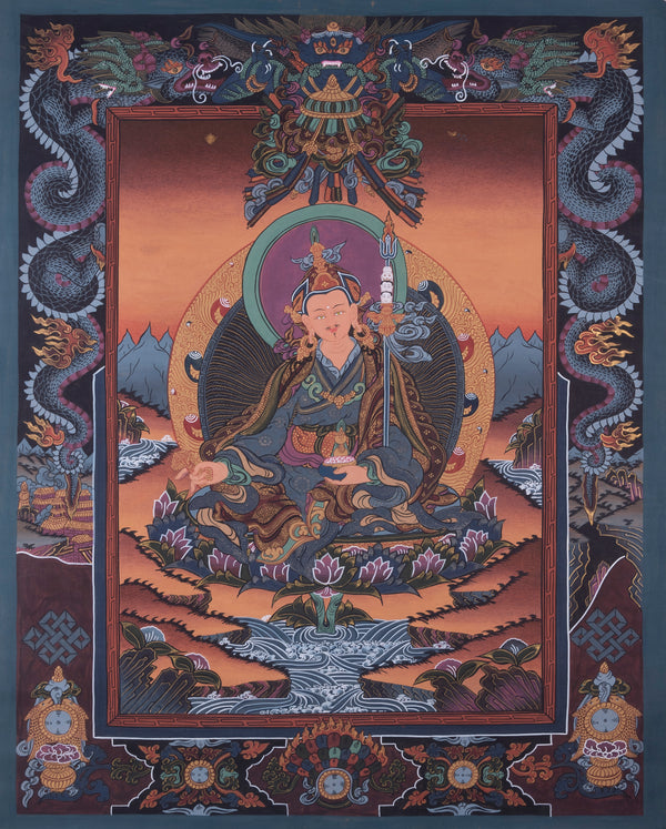 Enlightened Sage: The Lotus-Born Master Tapestry | Guru Padhmasambhava | Rinpoche | Authentic Genuine Tibetan Thangka Art