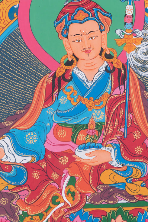 Guru Rinpoche Tibetan Thangka | Mentor For Meditation Practice