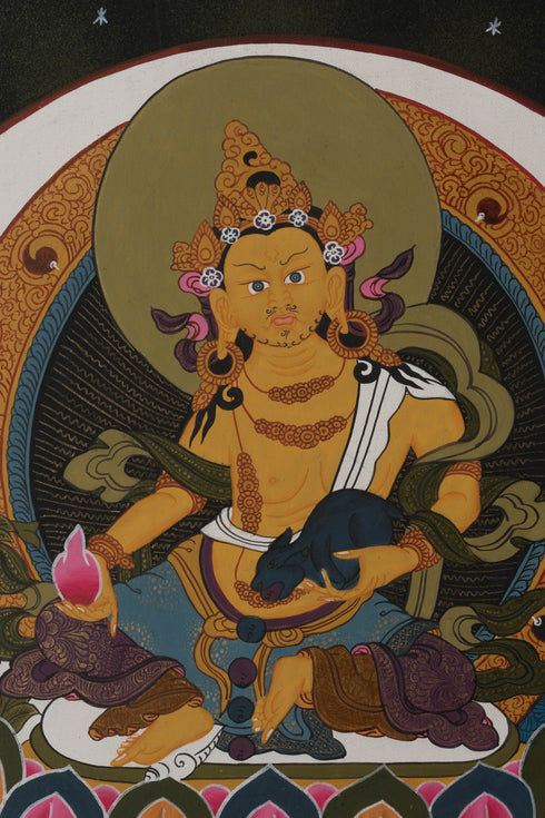 Beautiful Zambala Thangka Painting - Kubera The god of wealth painting on cotton canvas