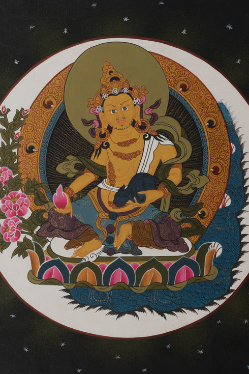 Beautiful Zambala Thangka Painting - Kubera The god of wealth painting on cotton canvas