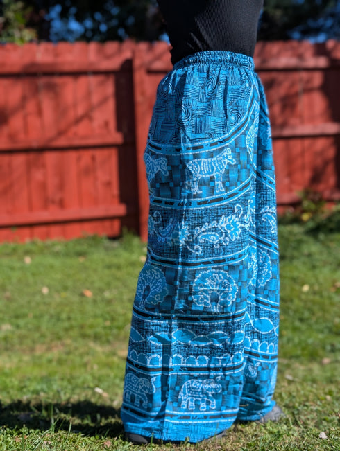 Blue Boho Cotton Lounge Pants