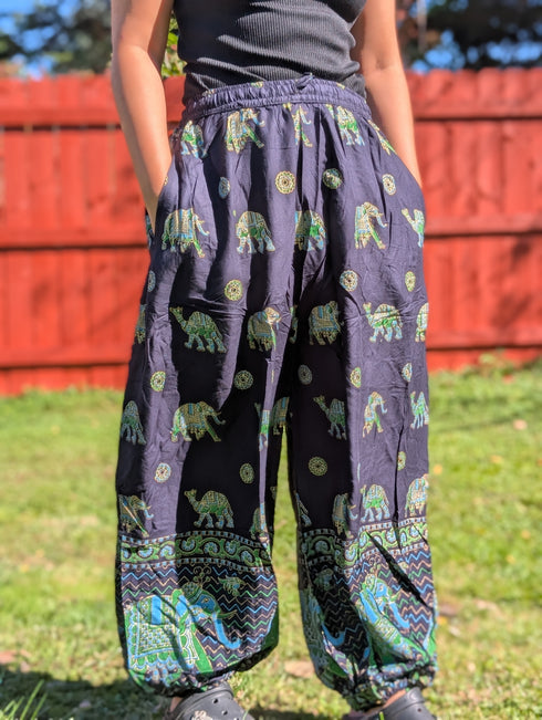 Boho Elephant And Camel Print Cotton Pants – Easygoing And Colorful