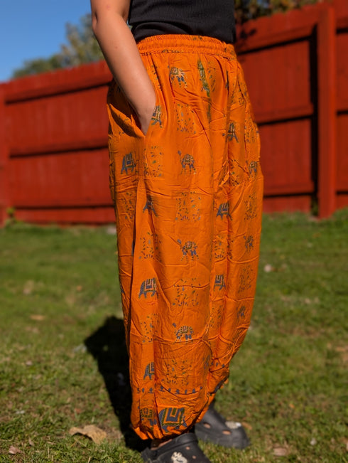 Boho Elephant And Camel Print Cotton Pants – Easygoing And Colorful