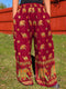 Red Boho-style straight pants