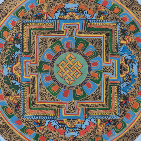 Kalachakra Mandala Tibetan Thangka Art with endless knot | For Meditation
