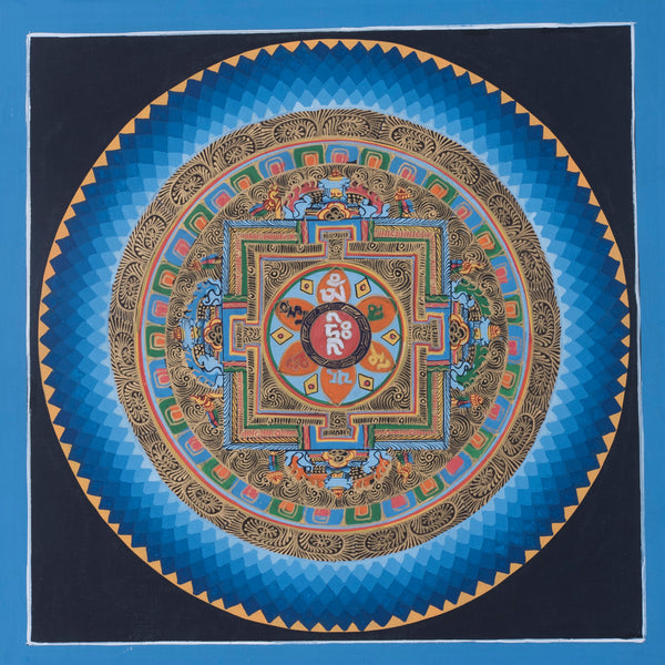 Genuine Hand Painting Mandala for Spiritual awakening | Kalachakra Mandala with OM Mantra