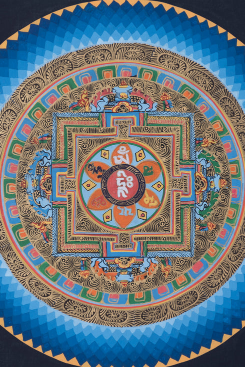 Genuine Hand Painting Mandala for Spiritual awakening | Kalachakra Mandala with OM Mantra