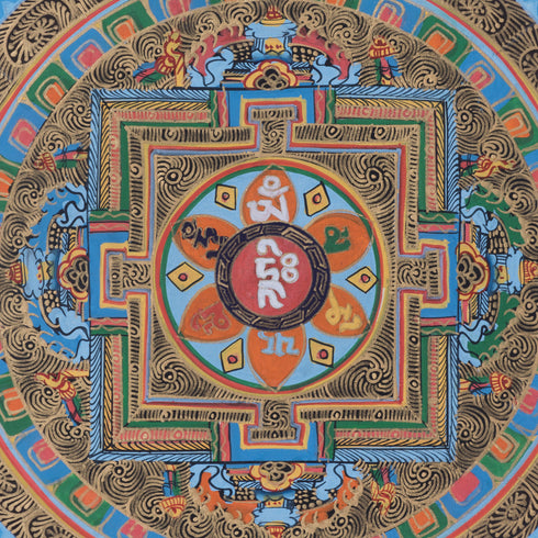 Genuine Hand Painting Mandala for Spiritual awakening | Kalachakra Mandala with OM Mantra