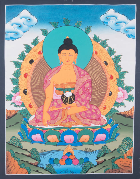 Shakyamuni Buddha Thangka Art | Tibetan Thangka for Peaceful Meditation