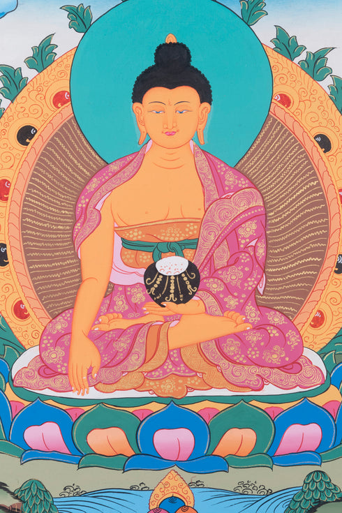 Shakyamuni Buddha Thangka Art | Tibetan Thangka for Peaceful Meditation