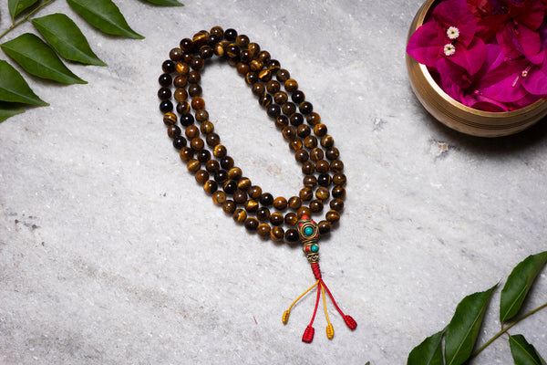 Tiger Eye Bead, Japa Mala for strength and protection
