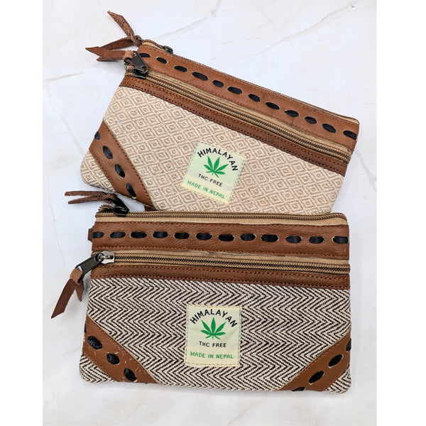 Two patterned eco-friendly himalayan hemp phone wallet