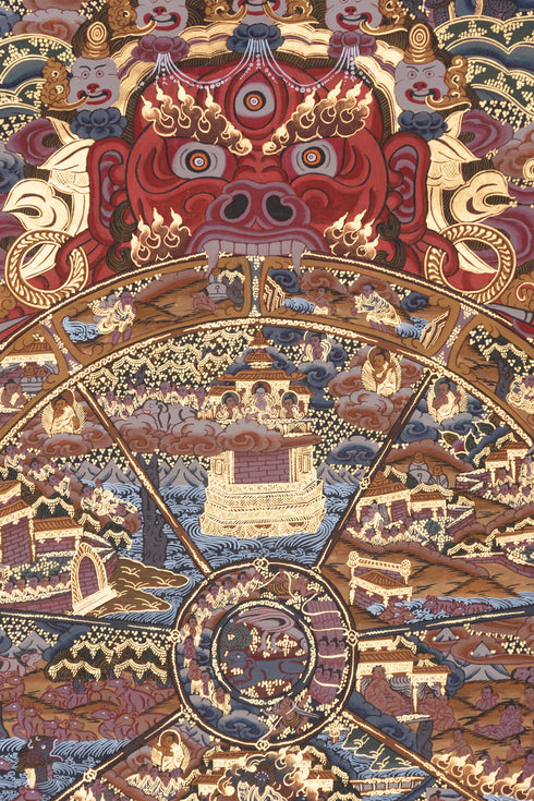Wheel of Life Thangka Art | The Life Circle Tibetan Buddhist Painting