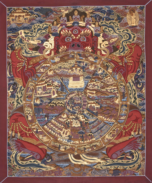 Wheel of Life Thangka Art | The Life Circle Tibetan Buddhist Painting