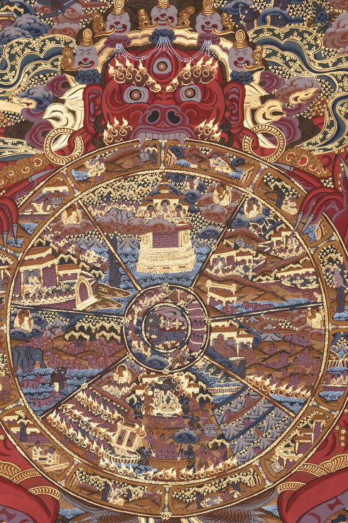 Wheel of Life Thangka Art | The Life Circle Tibetan Buddhist Painting