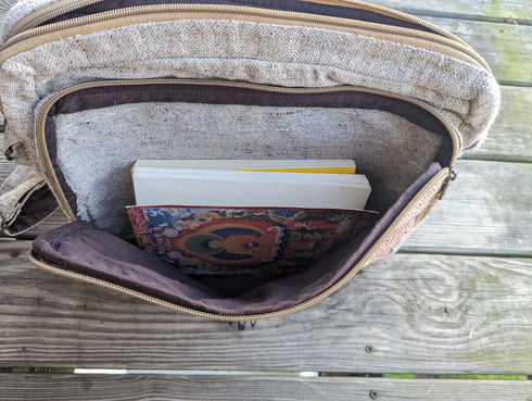 hemp bag with books