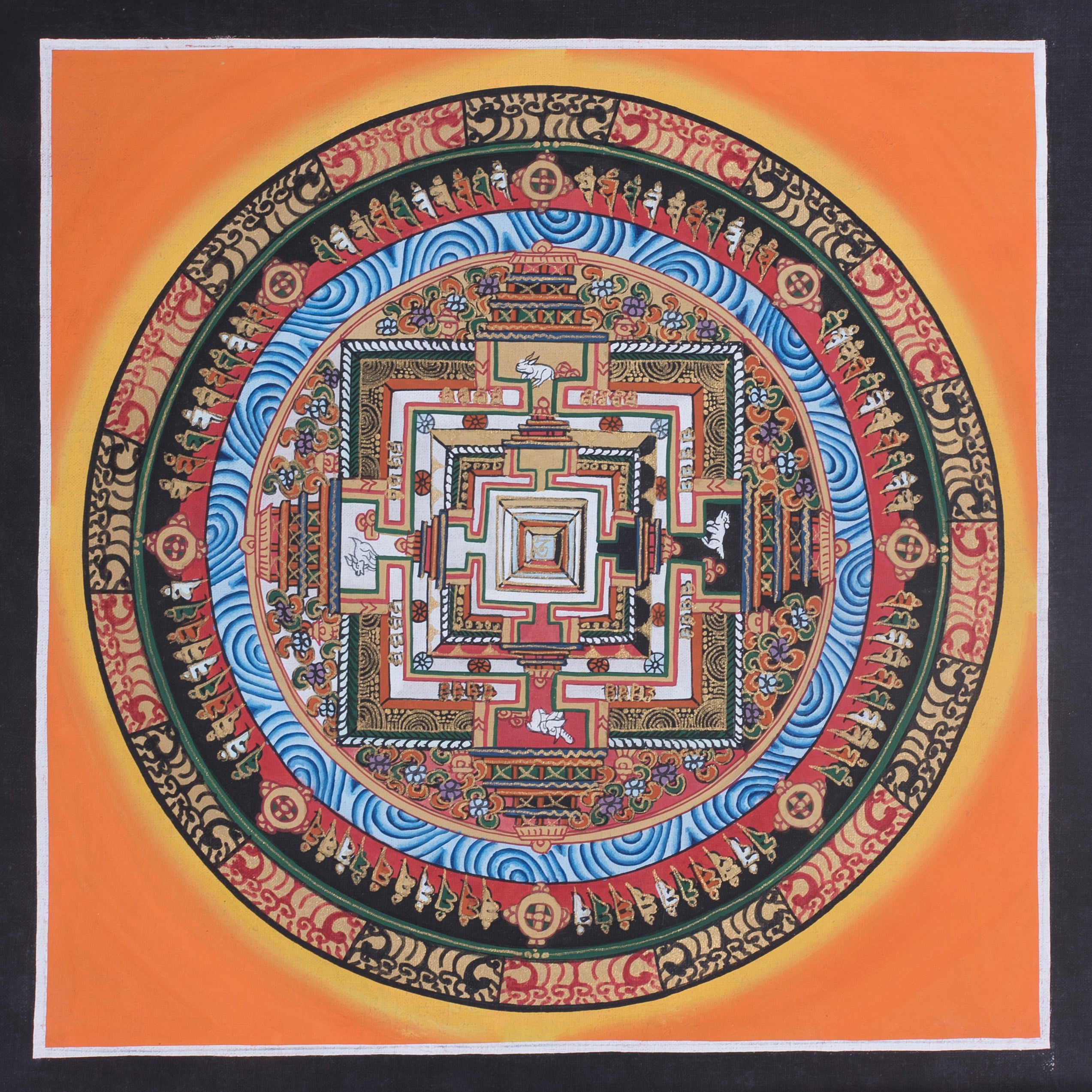 Tibetan Buddhism Ritual Kalachakra Mandala Mantra 30 cm Painting offers Thangka Nepal free Grey