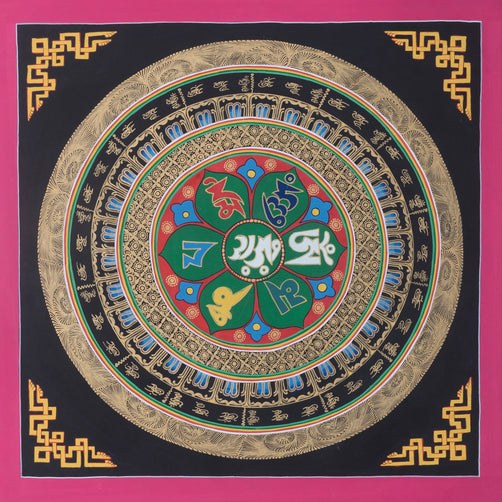OM Mantra Mandala Tibetan Thangka Art